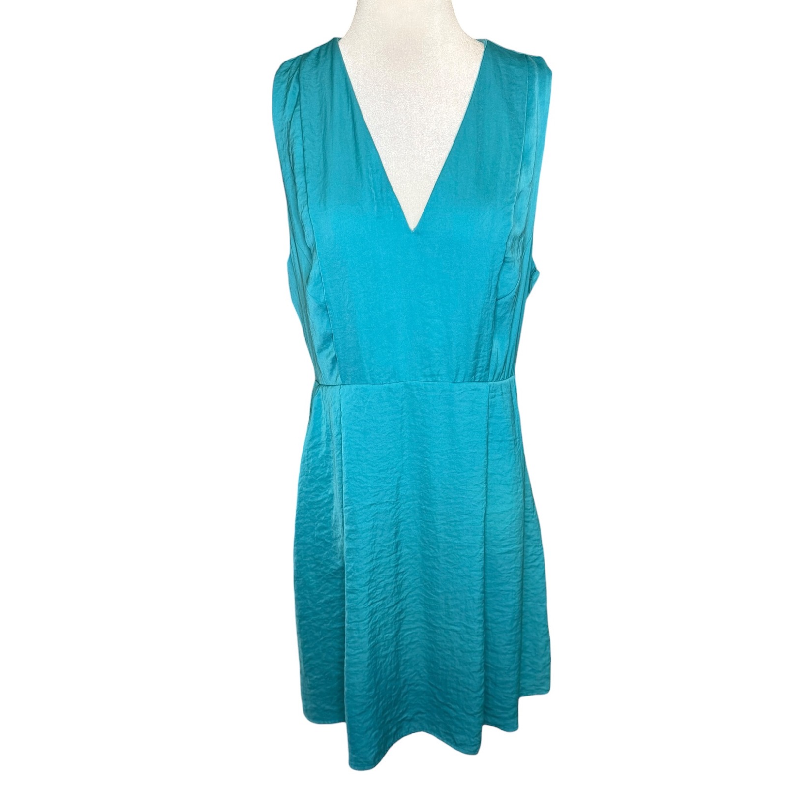 Whistles Turquoise Blue V-Neck Open Back Sleeveless Mini Dress Size Us 10
